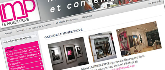 Die Website für eine Kunstgalerie in Paris Le Musee Prive