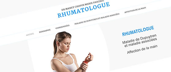 Création d’un site pour un médecin rhumatologue traitant la maladie de Dupuytren à Paris.